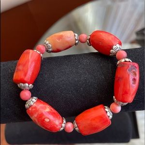 Red coral stretch bracelet